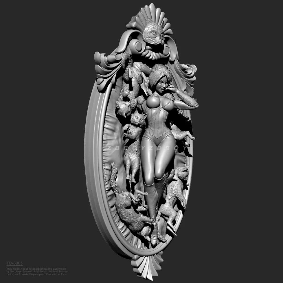 75mm Baroque Ornamental Relief Sculptures, 5 Figures, Resin Model Bust Kit, Unassembled and Unpainted