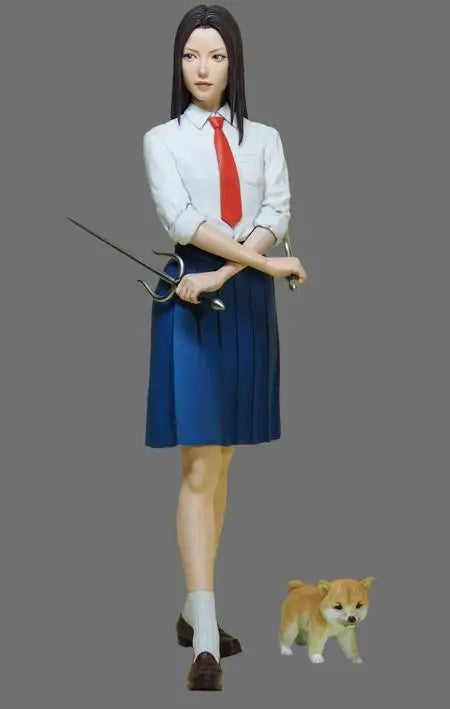 1/8 Schoolgirl with Katana, Resin Model Figure Kit, Anime Theme, Unassembled and Unpainted