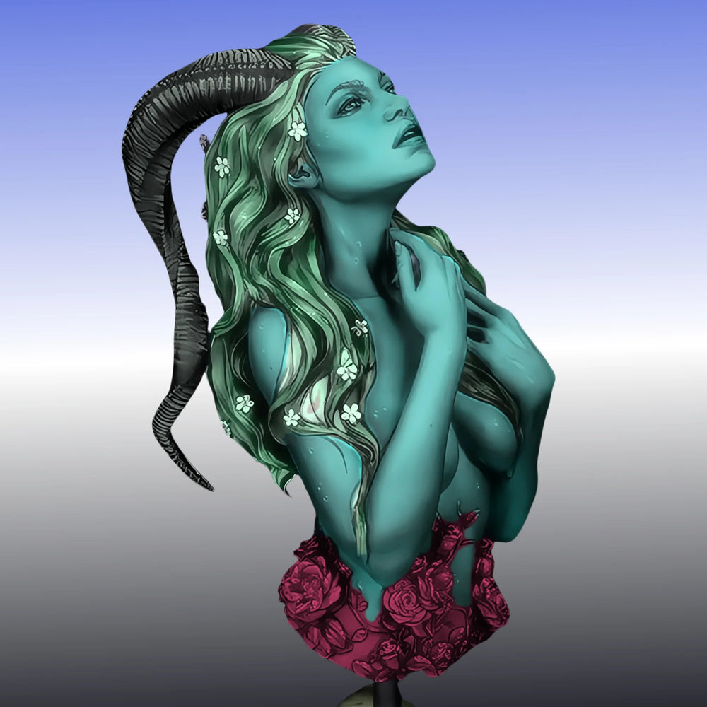 1/10 Demon Female, Resin Model Bust Kit, Fantasy Theme, Unassembled and Unpainted
