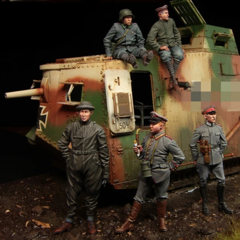 1/35 WWI Entente Soldiers, 5 Figures, Resin Model Figure Kit, Unassembled and Unpainted