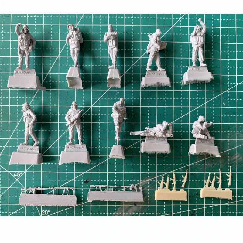 1/72 Modern Russian Spetsnaz Assault Squad, 14 Figures, Resin Model Figure Kit, Unassembled and Unpainted