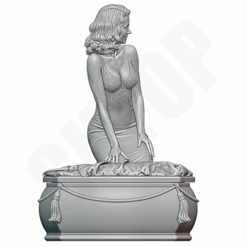 1/24 Vintage Woman on Pedestal, Resin Model Figure Kit, Unassembled and Unpainted