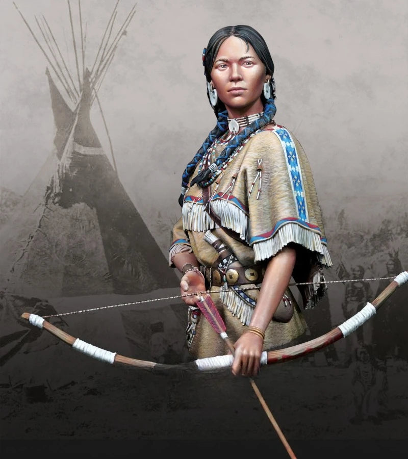 1/10 Native American Woman Archer, Resin Model Bust Kit, Historical Theme, Unassembled and Unpainted