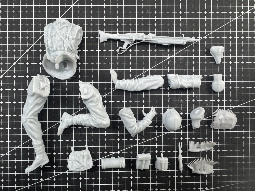 1/16 WWII German MG42 Soldier, Resin Model Figure Kit, Unassembled and Unpainted