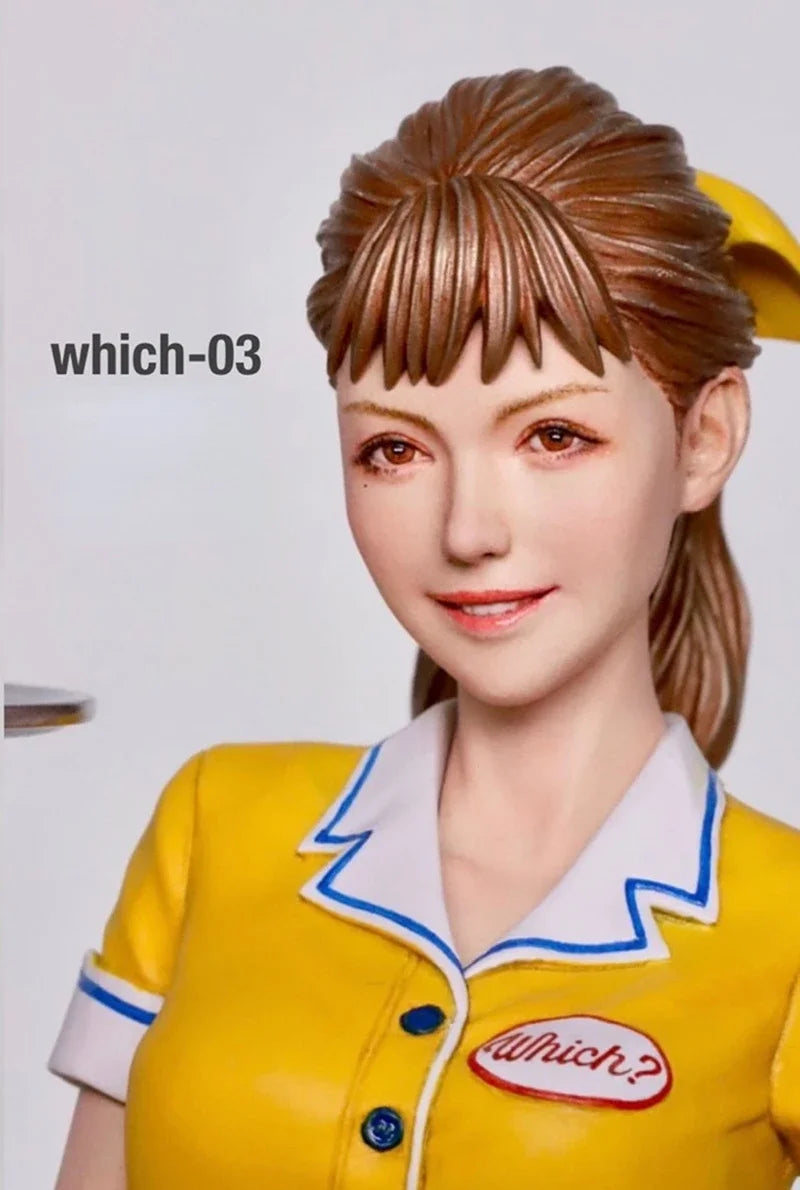 1/12 Retro Diner Waitress, Resin Model Figure Kit, Anime Theme, Unassembled and Unpainted