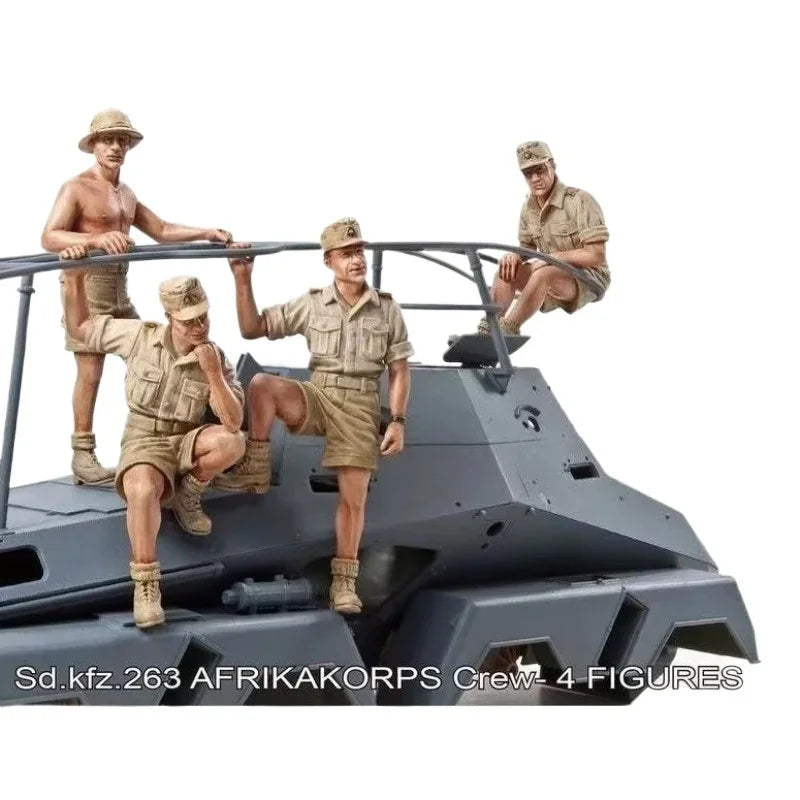 1/35 WWII German Afrika Korps Crew, 4 Figures, Resin Model Figure Kit, Unassembled and Unpainted