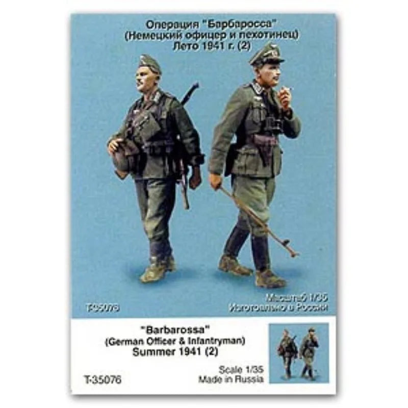 1/35 WWII German Officer & Infantryman, 2 Figures, Resin Model Figure Kit, Unassembled and Unpainted