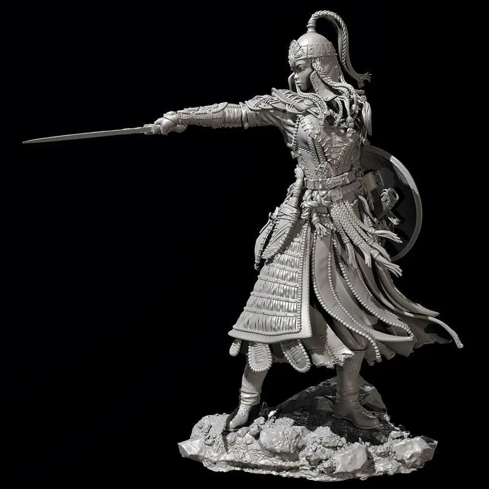 75mm Ancient Mongolian Female Warrior, Resin Model Figure Kit, Unassembled and Unpainted