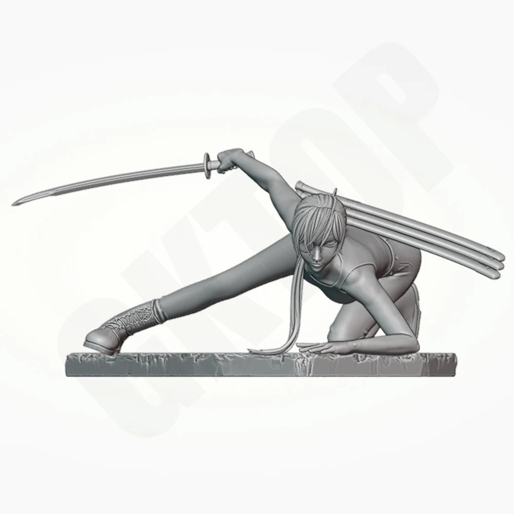 1/24 Ninja Swordsman Female, Resin Model Figure Kit, Unassembled and Unpainted