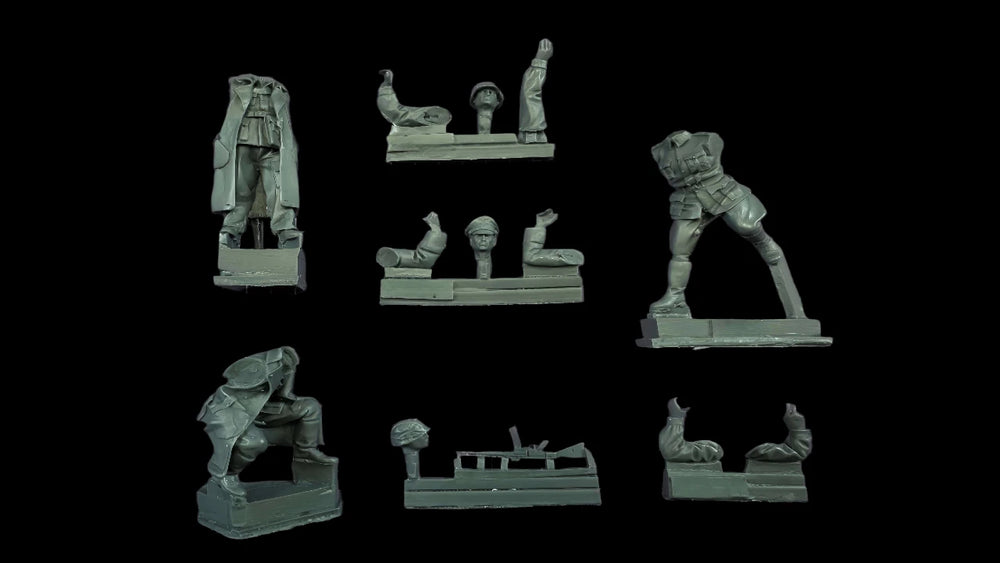 1/35 WWII German Soldiers with Kubelwagen, 6 Figures, Resin Model Figure Kit, Unassembled and Unpainted