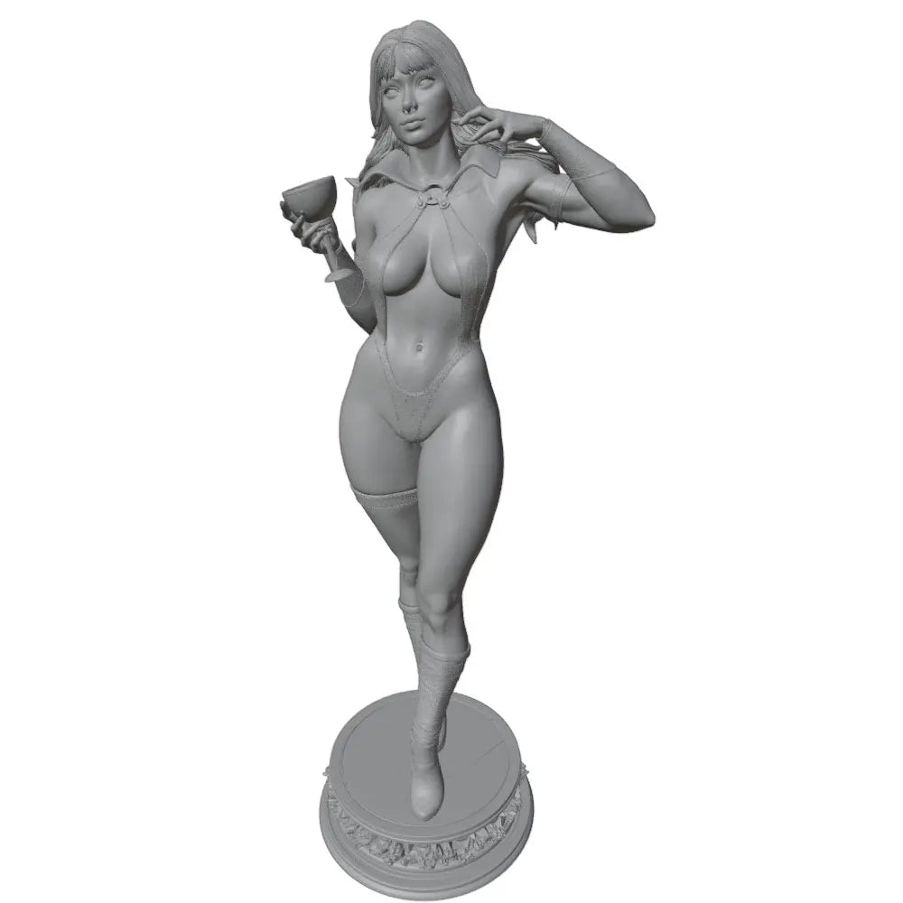 1/24 Pin-up with Cocktail and Flowing Hair, Resin Model Figure Kit, Unassembled and Unpainted