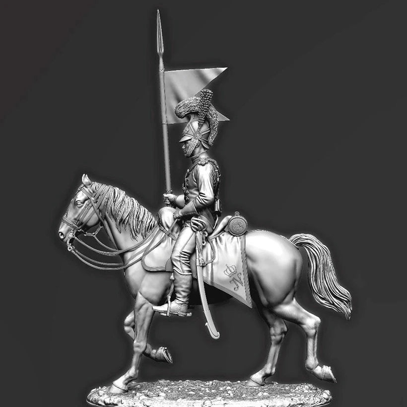 1/32 Napoleonic Mounted Officer, Resin Model Figure Kit, Unassembled and Unpainted