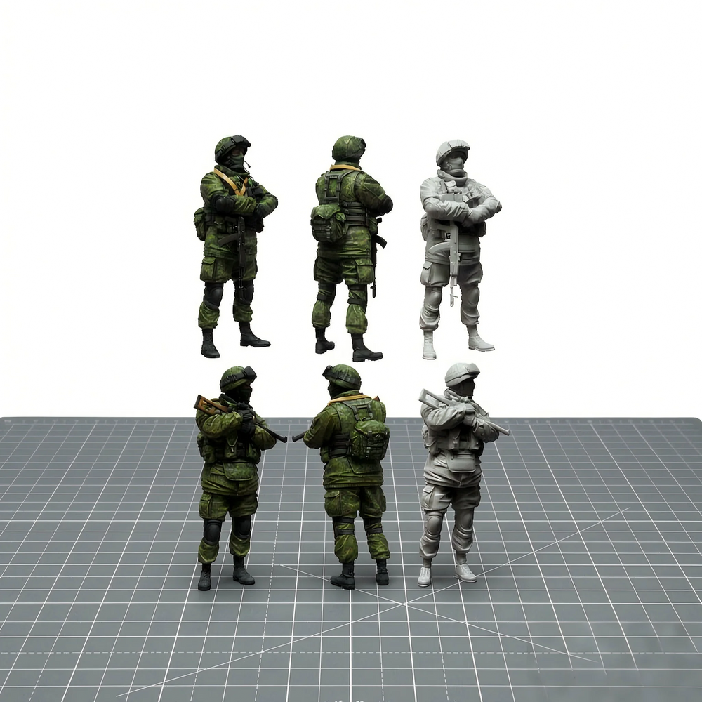 1/35 Modern Russian Combat Infantry in Digital Camouflage, 6 Figures, Resin Model Figure Kit, Unassembled and Unpainted