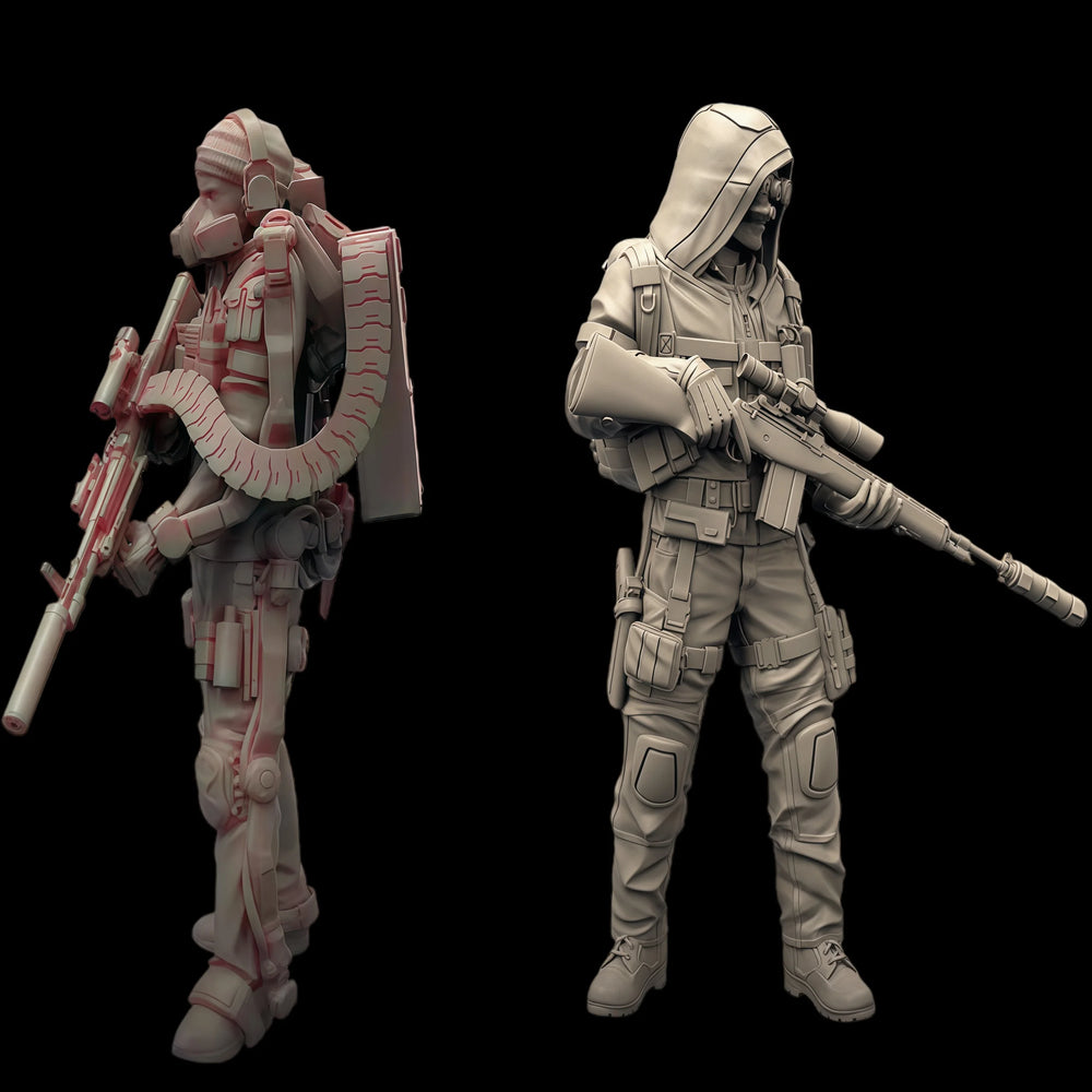 1/35 Tactical Warriors, 2 Figures, Resin Model Figure Kit, Sci-Fi Theme, Unassembled and Unpainted
