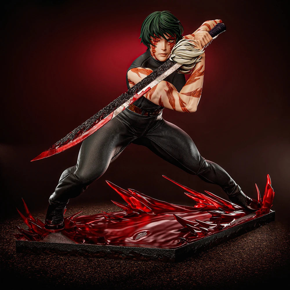 1/24 Warrior with Teal Hair and Sword, Resin Model Figure Kit, Anime Theme, Unassembled and Unpainted
