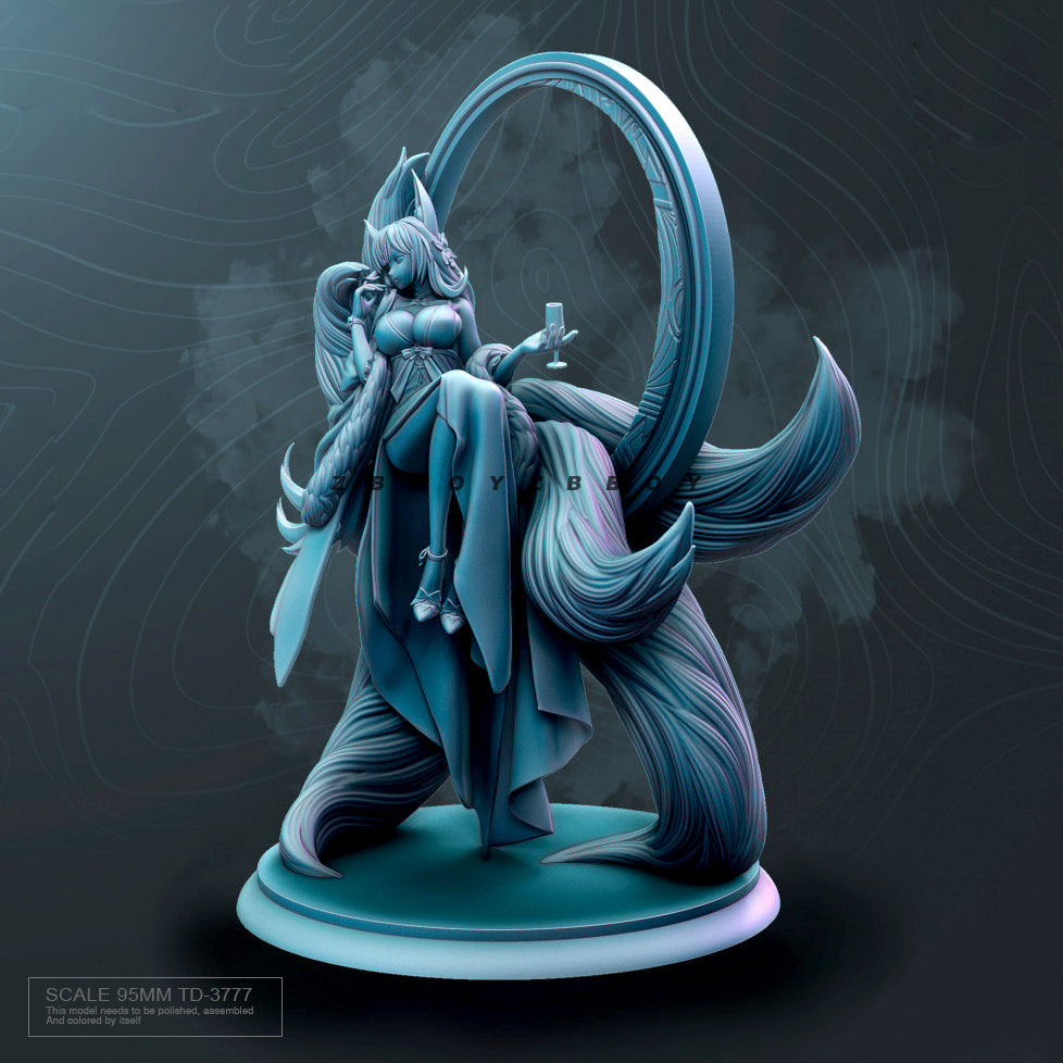 95mm Winged Warrior Sorceress, Resin Model Figure Kit, Fantasy Theme, Unassembled and Unpainted