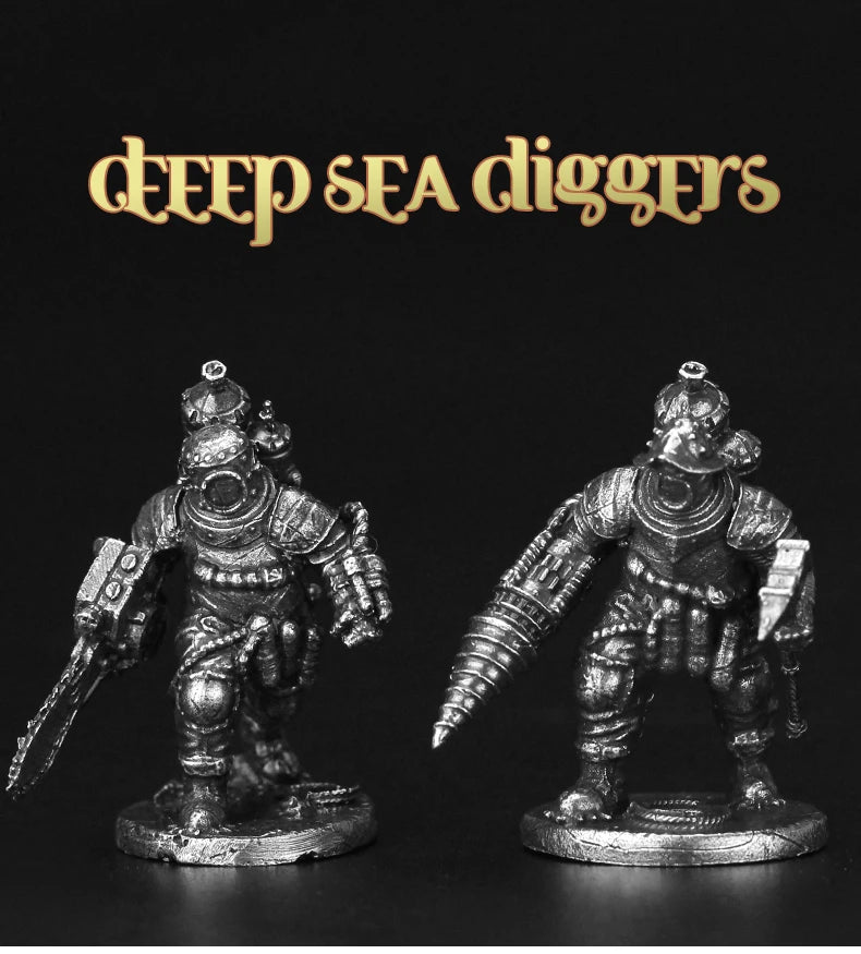 28mm Deep-Sea Digger Warriors, 6 Figures, Resin Model Figure Kit, Fantasy Theme, Unassembled and Unpainted