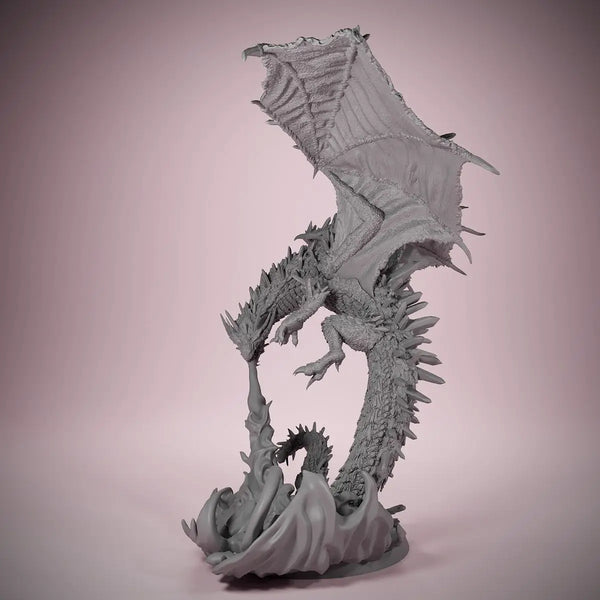 Four-Winged Dragon with Jagged Spine, Resin Model Figure Kit, Fantasy Theme, Unassembled and Unpainted