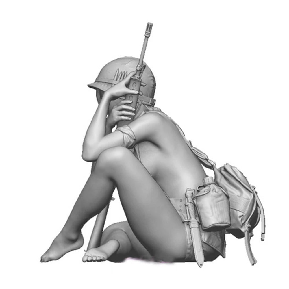 1/16 WWII Female Soldier, Resin Model Figure Kit, Unassembled and Unpainted
