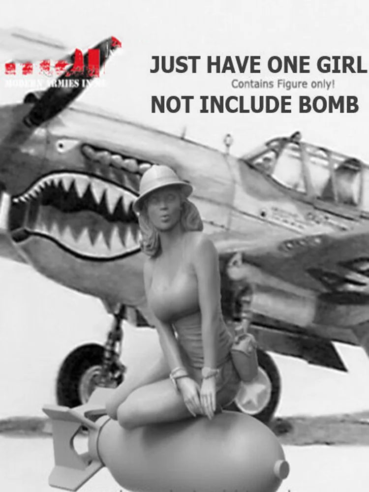 1/32 WWII Pinup Girl, Resin Model Figure Kit, Unassembled and Unpainted