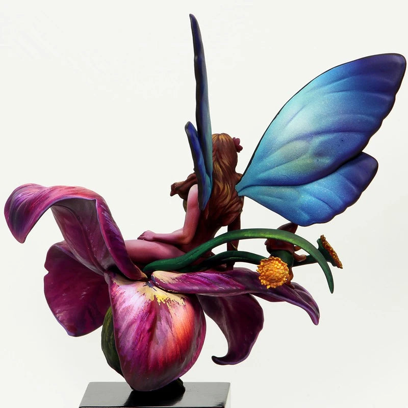 90mm Fairy Warrior on Purple Bloom, Resin Model Figure Kit, Fantasy Theme, Unassembled and Unpainted