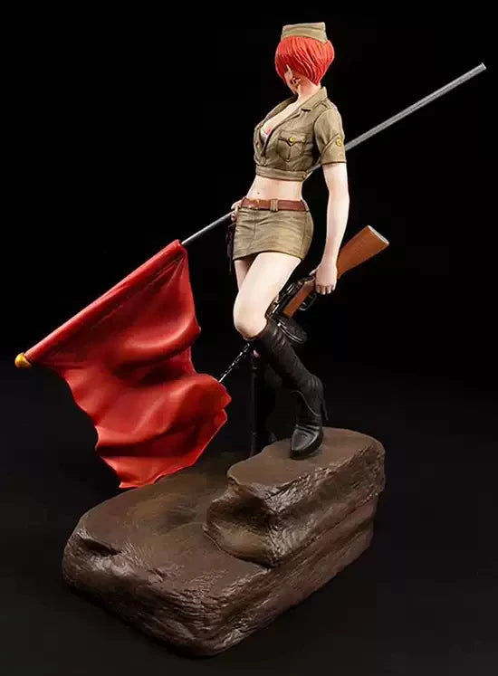 1/12 Female Soldier with Red Flag, Resin Model Figure Kit, Anime Theme, Unassembled and Unpainted