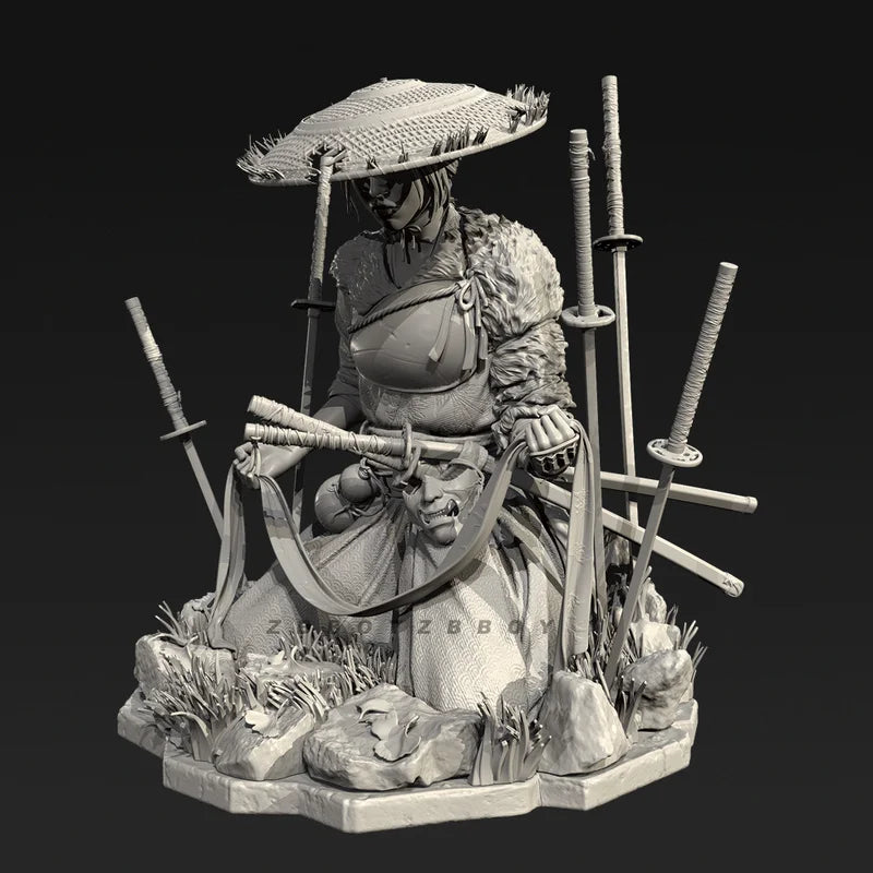 115mm Eastern Warrior with Sword, Resin Model Figure Kit, Fantasy Theme, Unassembled and Unpainted