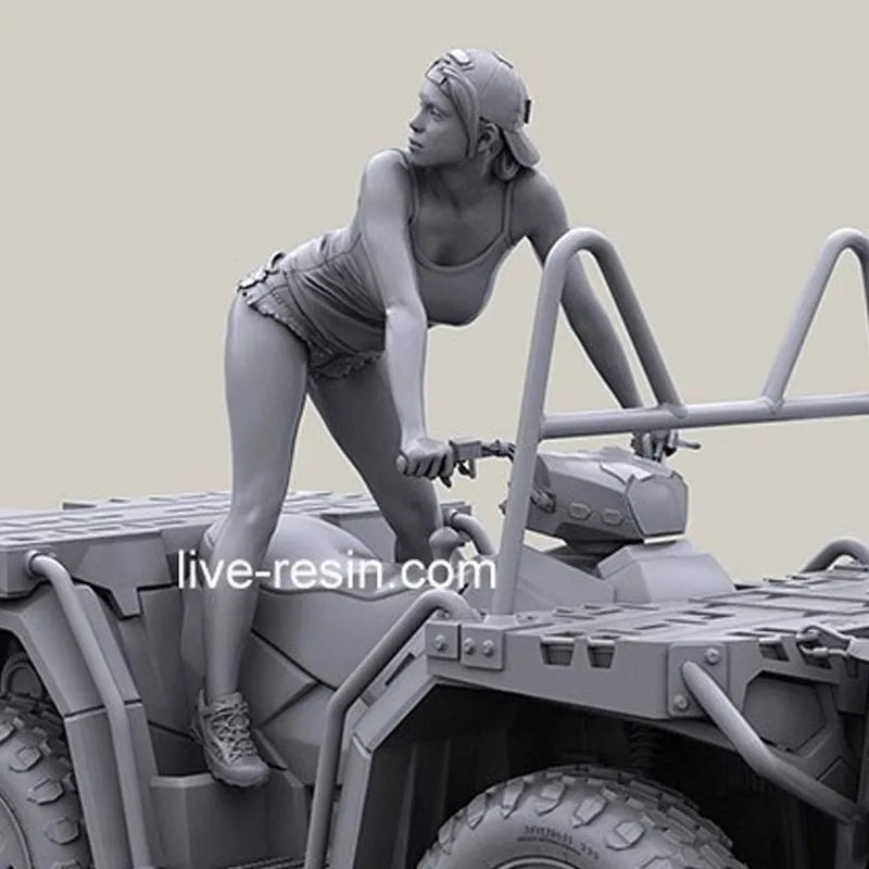 1/35 Modern Female Soldiers with ATV, 3 Figures, Resin Model Figure Kit, Unassembled and Unpainted