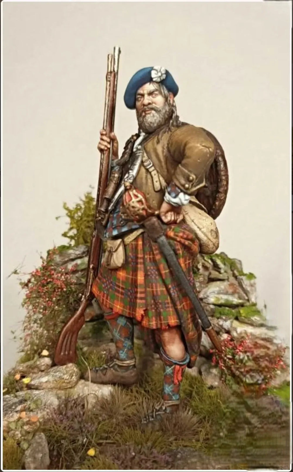 1/24 Scottish Highlander 18th Century, Resin Model Figure Kit, Military Theme, Unassembled and Unpainted