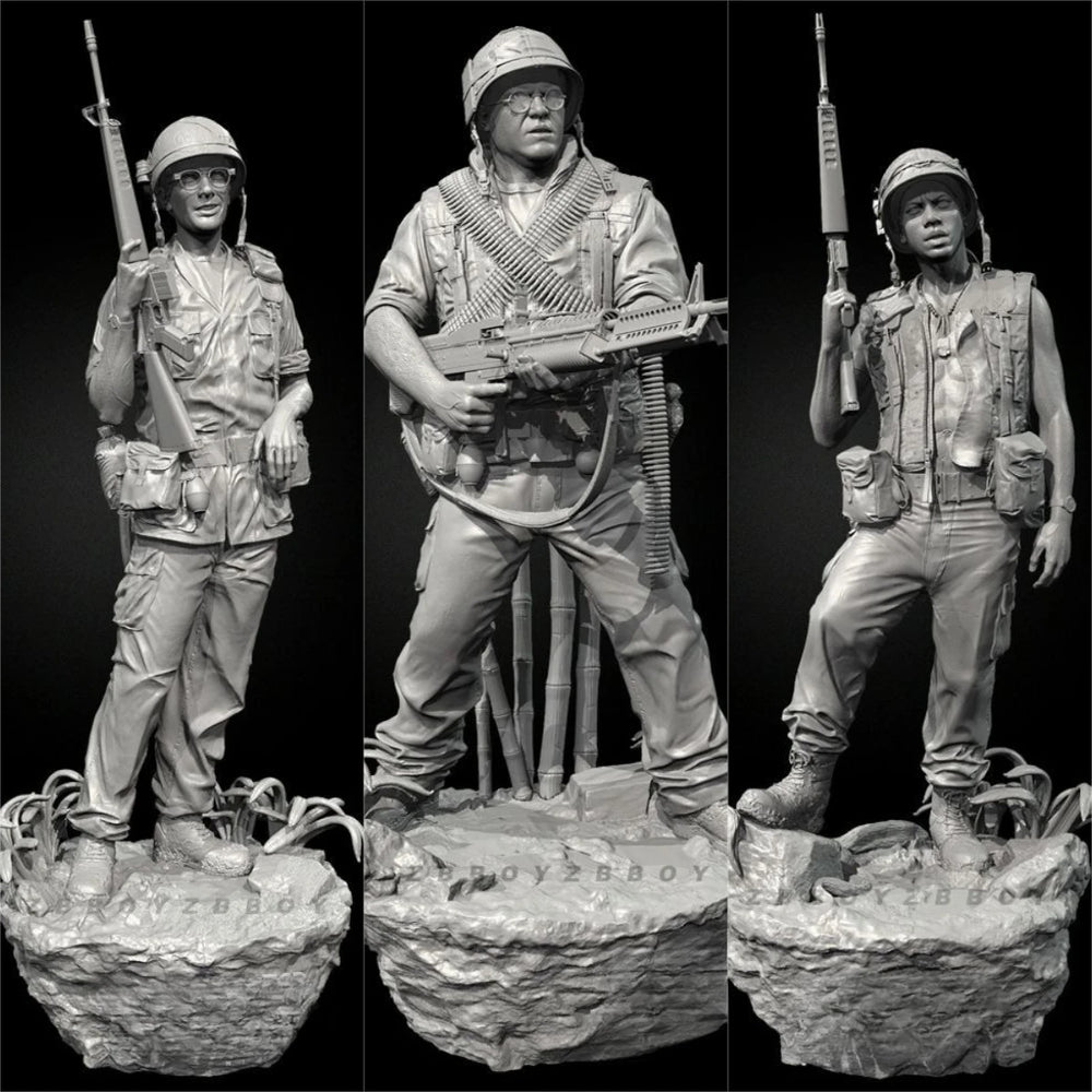 75mm Vietnam War U.S. Soldiers, 4 Figures, Resin Model Figure Kit, Unassembled and Unpainted