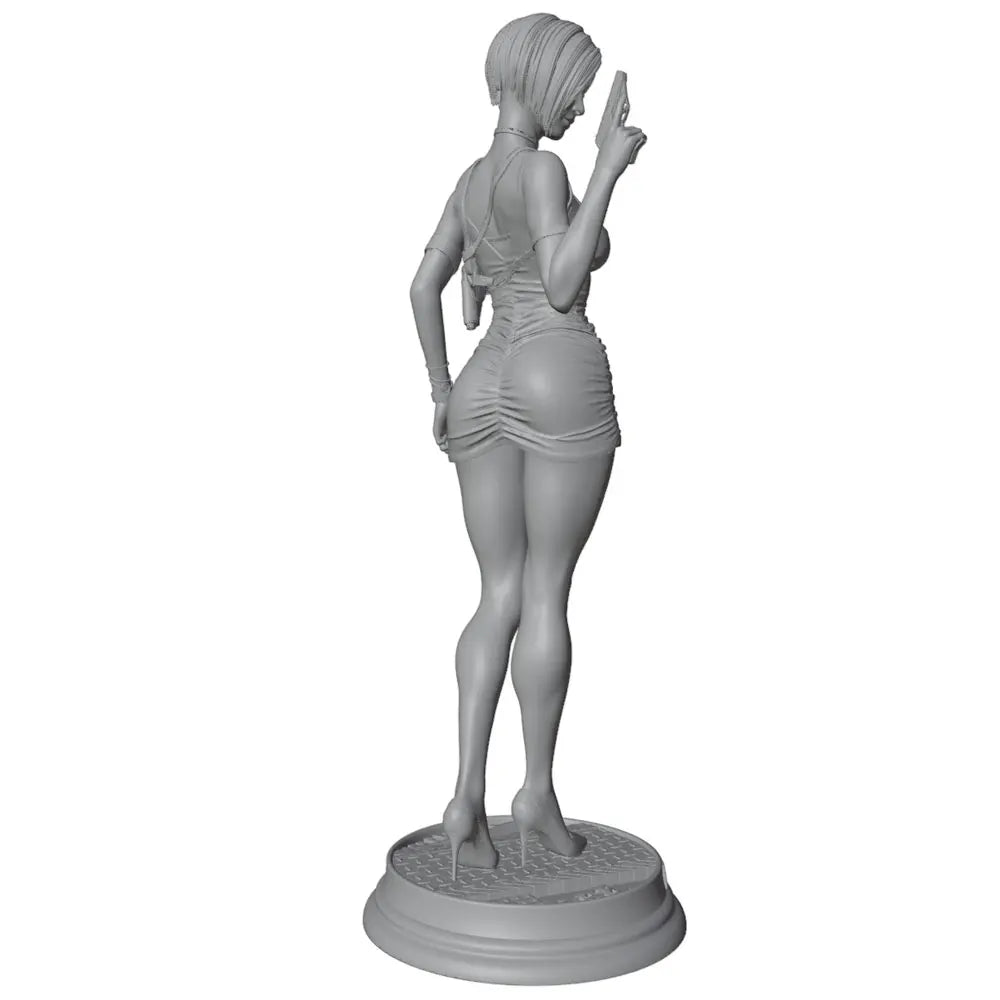 1/24 Female in Form-Fitting Dress with Arms Raised, Resin Model Figure Kit, Unassembled and Unpainted