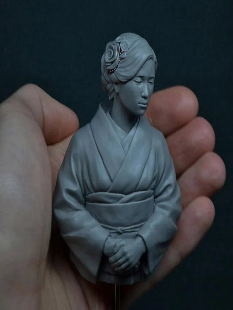 Ancient Japanese Woman in Kimono with Tea Bowl, Resin Model Figure Kit, Unassembled and Unpainted