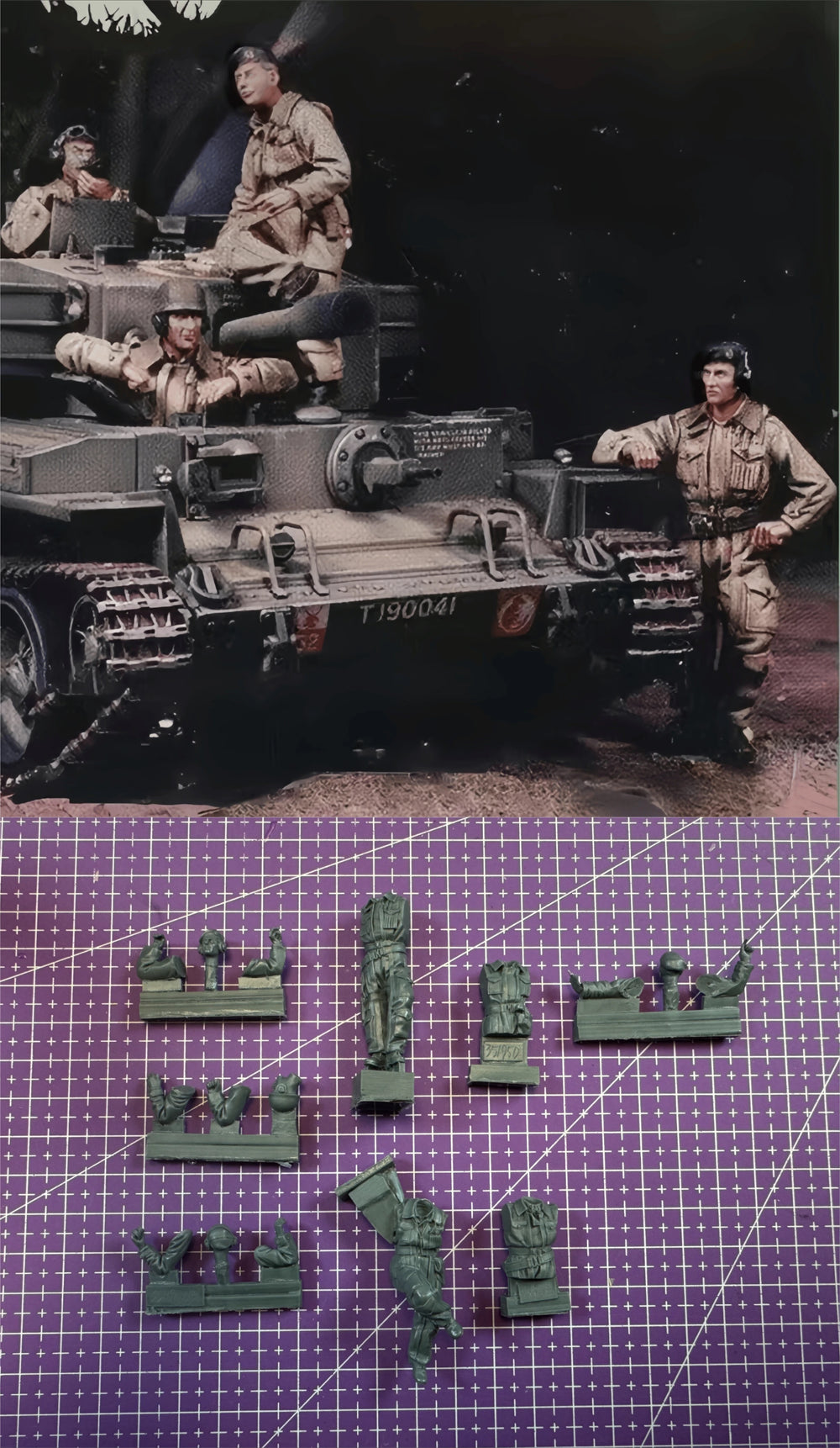 1/35 WWII German Panzer Crew with Mounted Gun, 5 Figures, Resin Model Figure Kit, Unassembled and Unpainted