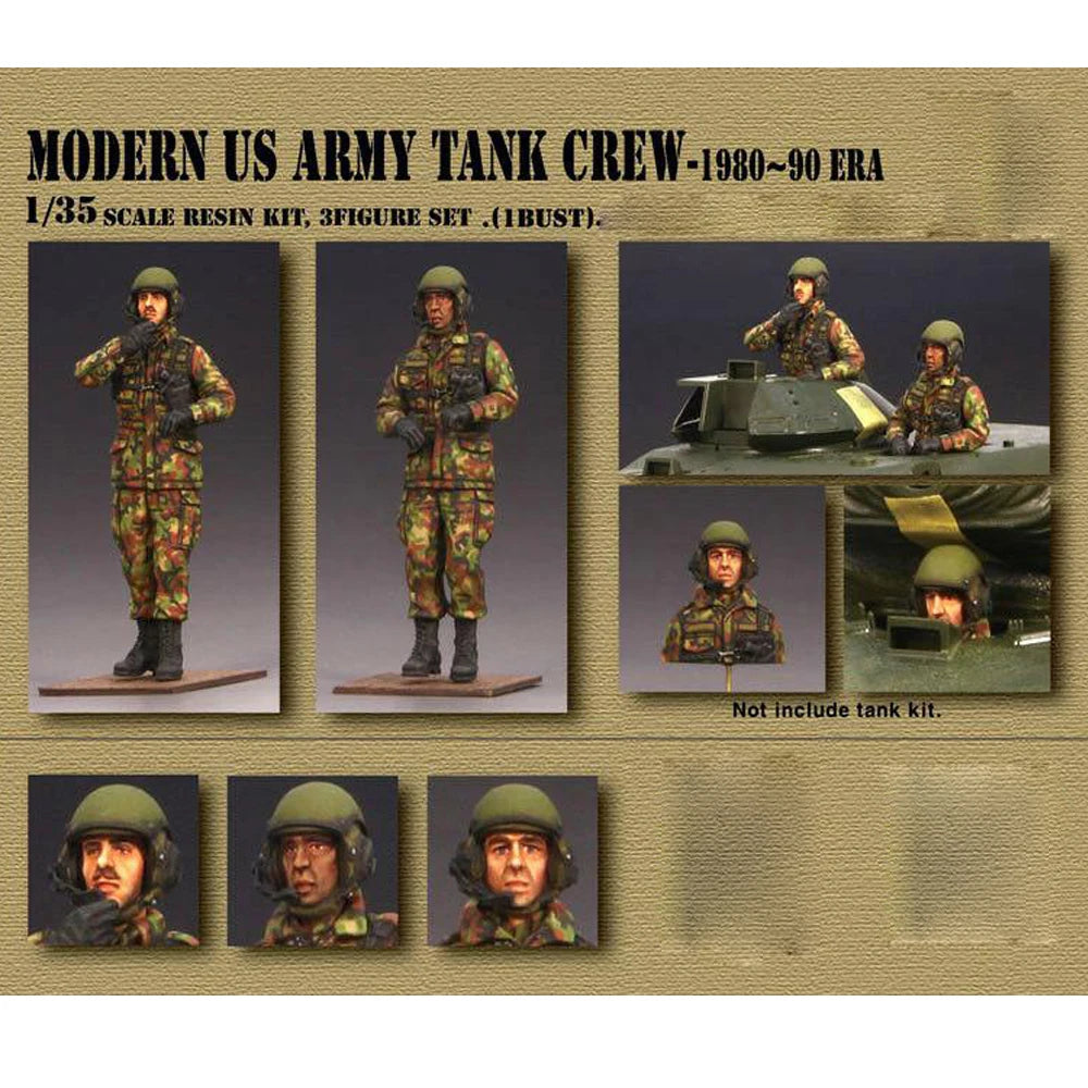 1/35 Cold War US Tank Crew, 4 Figures, Resin Model Figure Kit, Unassembled and Unpainted