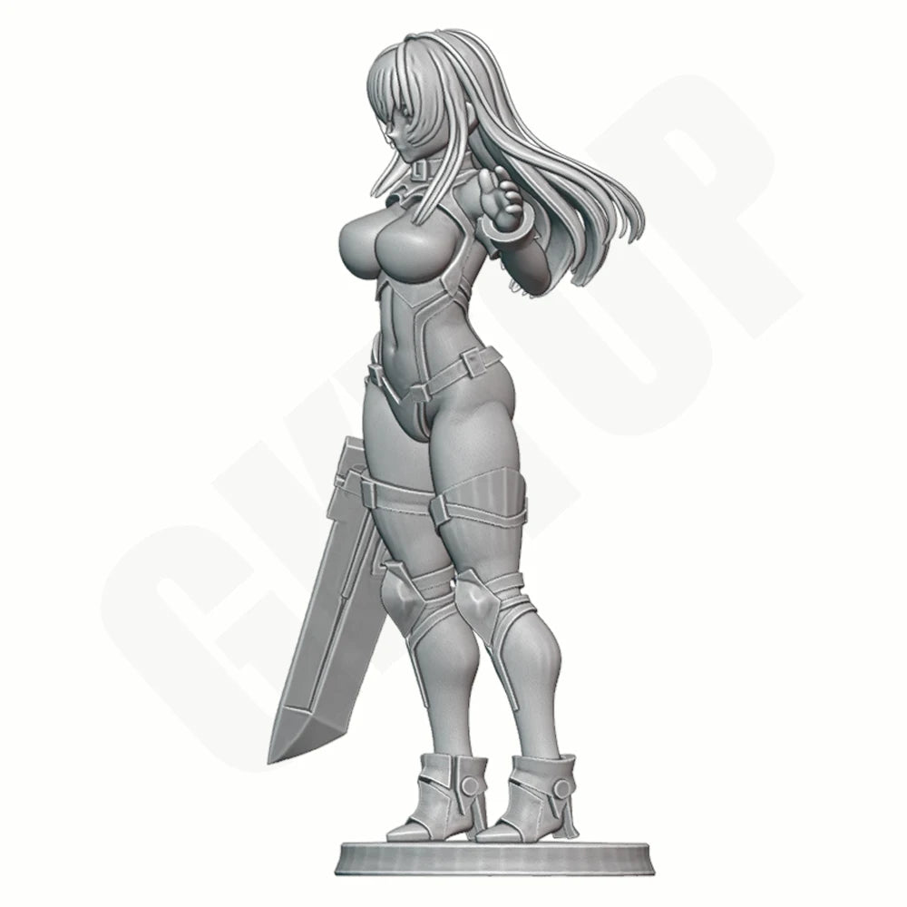 1/24 Female Warrior with Twin Blades, Resin Model Figure Kit, Sci-Fi Theme, Unassembled and Unpainted