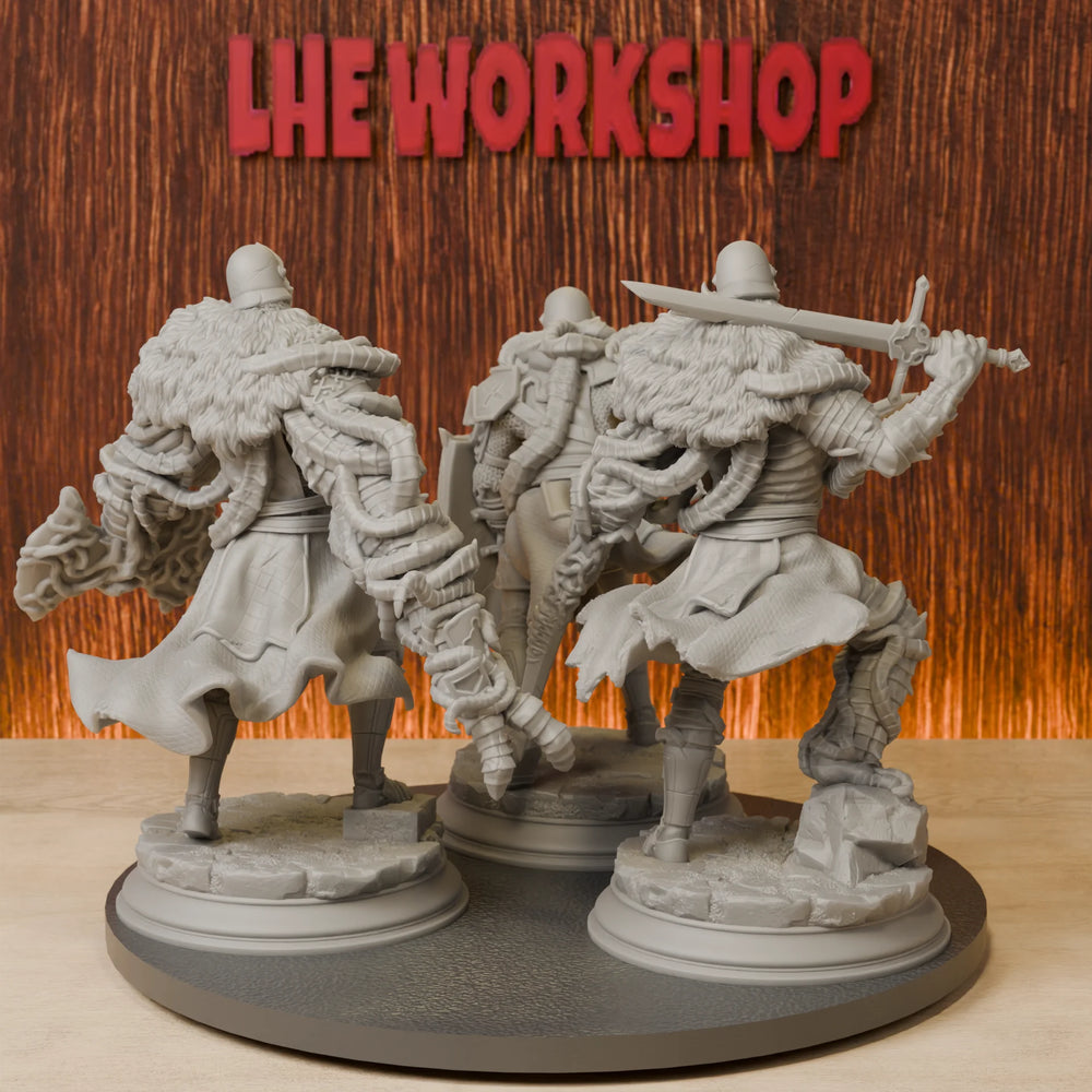 38mm Dark Fantasy Corrupted Warriors, 3 Figures, Resin Model Figure Kit, Fantasy Theme, Unassembled and Unpainted