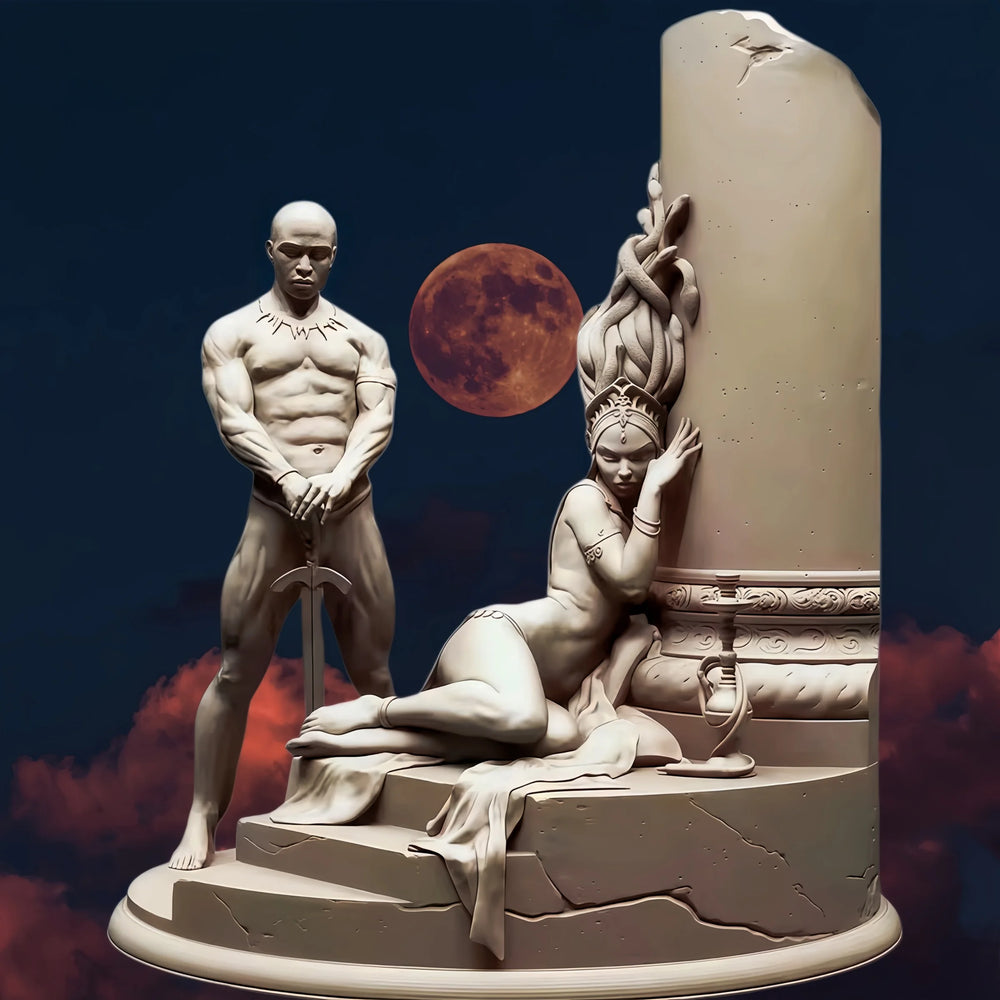 1/24 Swordsman and Medusa, 2 Figures, Resin Model Figure Kit, Fantasy Theme, Unassembled and Unpainted