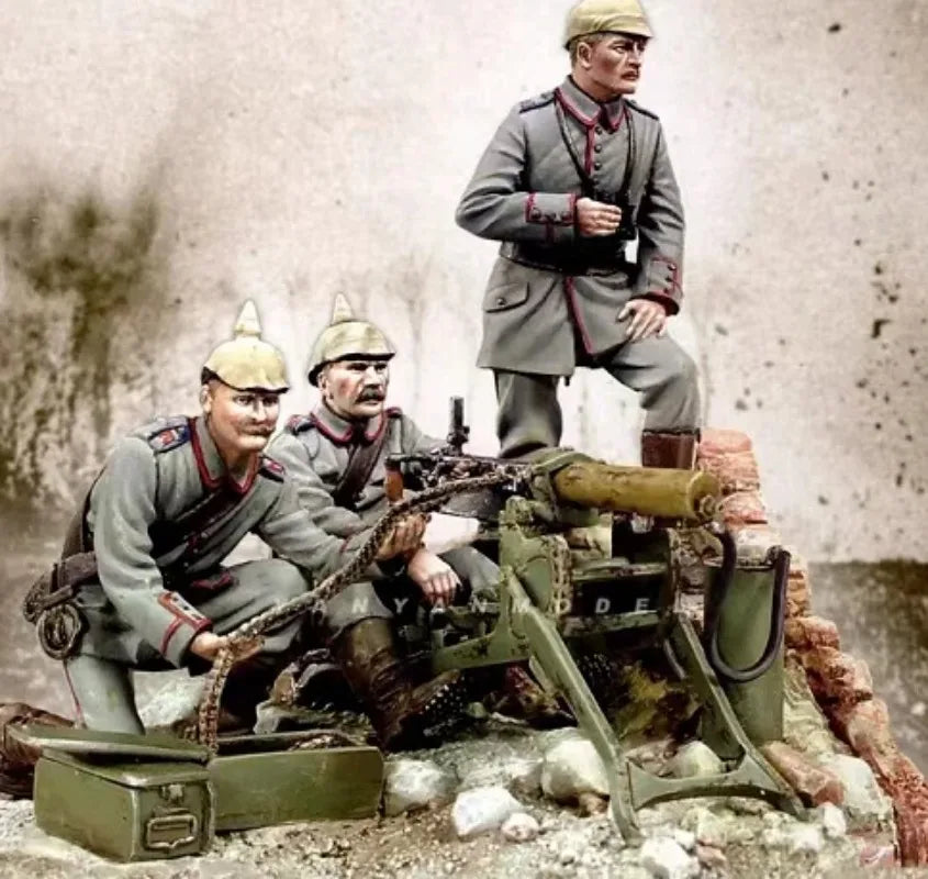1/32 WWI Machine Gun Crew, 3 Figures, Resin Model Figure Kit, Unassembled and Unpainted