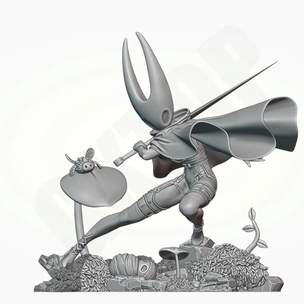 1/24 Horned Warrior with Red Cape, Resin Model Figure Kit, Fantasy Theme, Unassembled and Unpainted