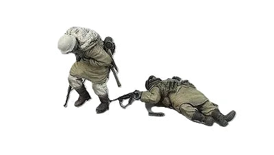 1/35 WWII German MG42 Gunner and Spotter, 2 Figures, Resin Model Figure Kit, Unassembled and Unpainted