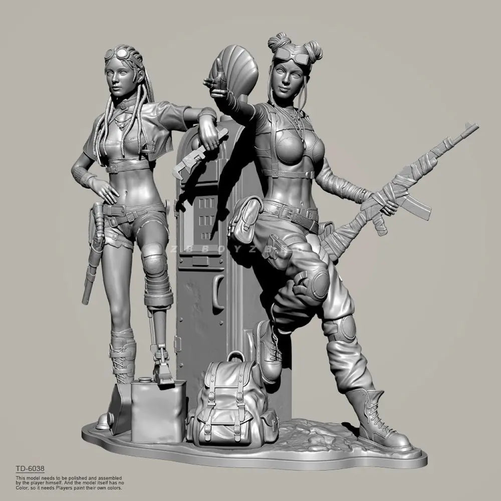 75mm Female Sci-Fi Soldiers, 3 Figures, Resin Model Figure Kit, Sci-Fi Theme, Unassembled and Unpainted
