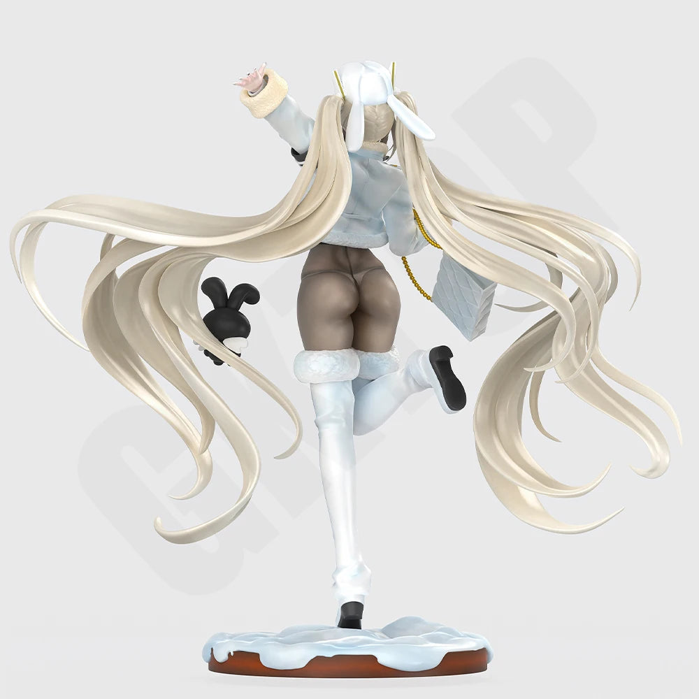1/24 Winter Rabbit Ear Girl, Resin Model Figure Kit, Anime Theme, Unassembled and Unpainted