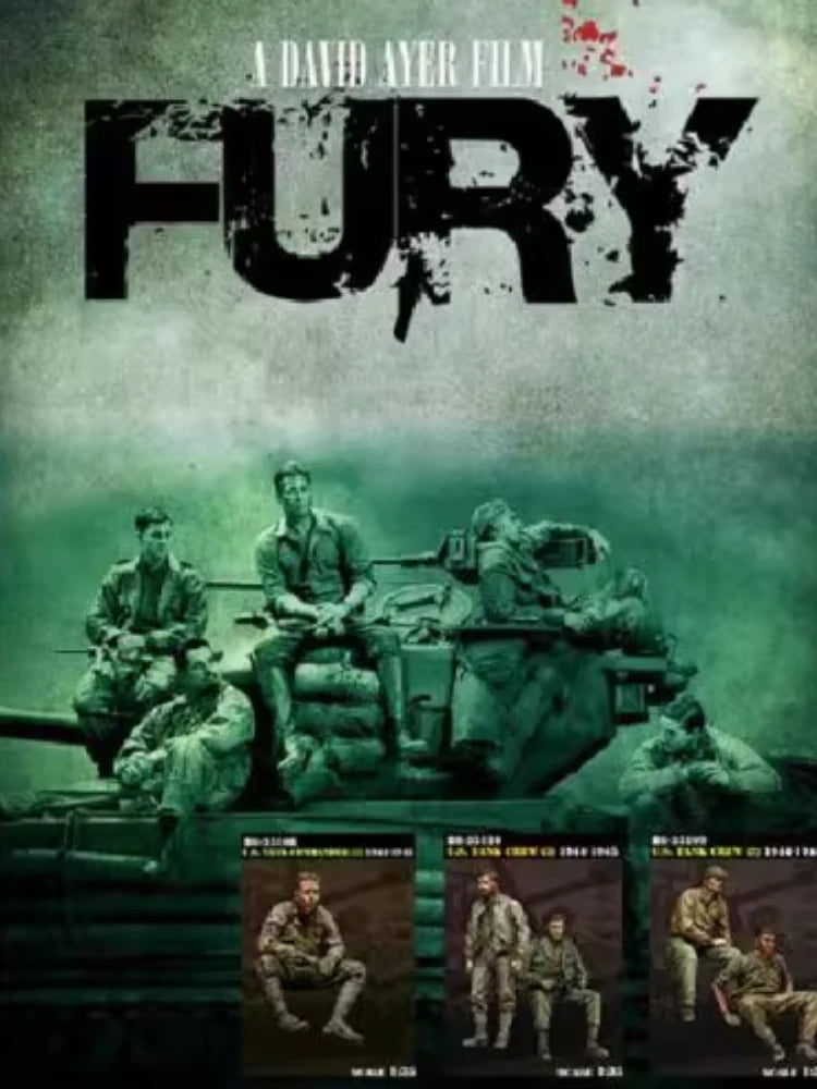 1/35 WWII US Fury Tank Crew, 5 Figures, Resin Model Figure Kit, Unassembled and Unpainted