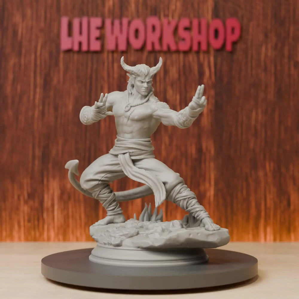 75mm Tiefling Monk, Resin Model Figure Kit, Fantasy Theme, Unassembled and Unpainted