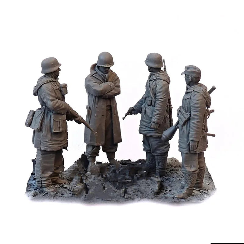 1/35 WWI German Infantry in Gas Masks, 4 Figures, Resin Model Figure Kit, Unassembled and Unpainted