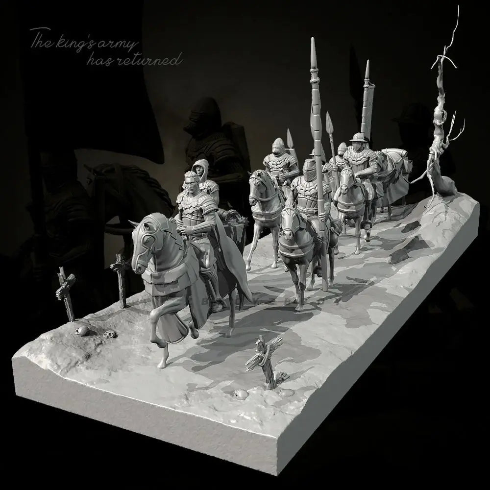 Medieval Imperial Cavalry, 28 Figures, Resin Model Diorama Kit, Unassembled and Unpainted