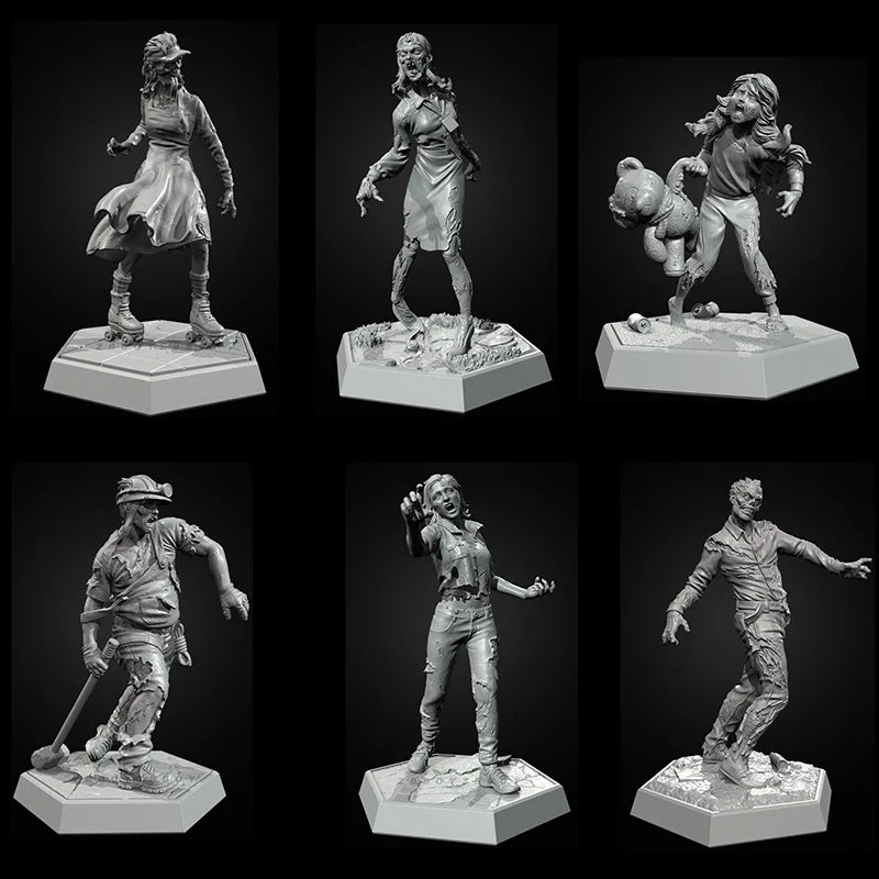 38mm Zombie Undead, 9 Figures, Resin Model Figure Kit, Fantasy Theme, Unassembled and Unpainted
