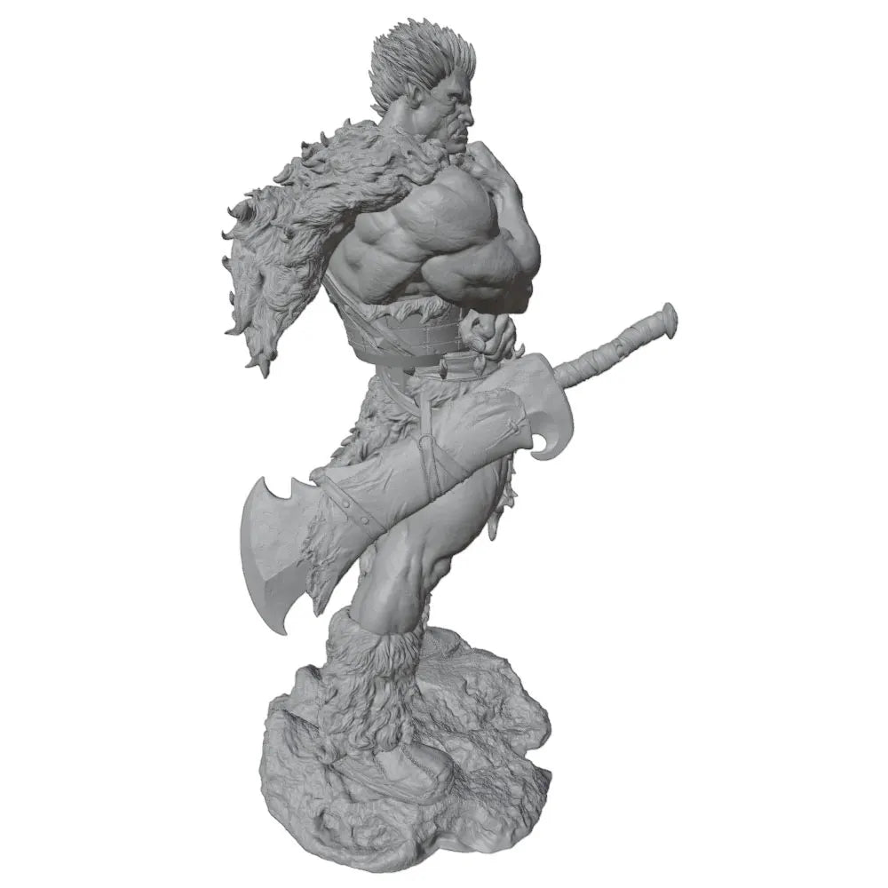 1/24 Muscular Barbarian Axeman with Fur Cloak, Resin Model Figure Kit, Fantasy Theme, Unassembled and Unpainted
