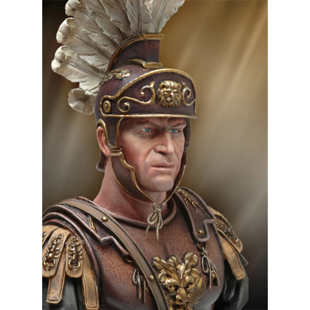 1/10 Ancient Roman General with Red-Plumed Helmet and Lion Armor, Resin Model Bust Kit, Unassembled and Unpainted