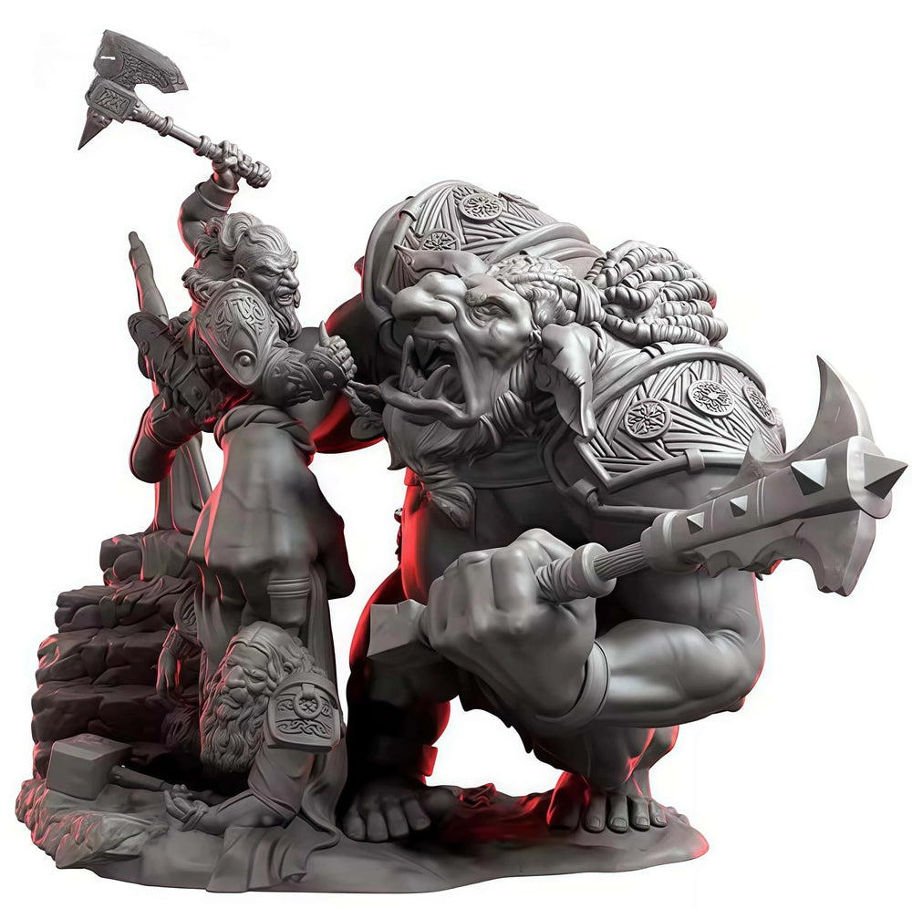 1/24 Armored Orc Warriors with Battle Axes, Resin Model Figure Kit, Fantasy Theme, Unassembled and Unpainted